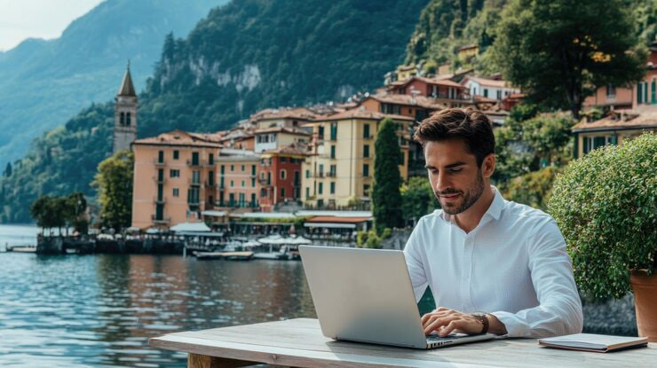 Giovane professionista che lavora da casa